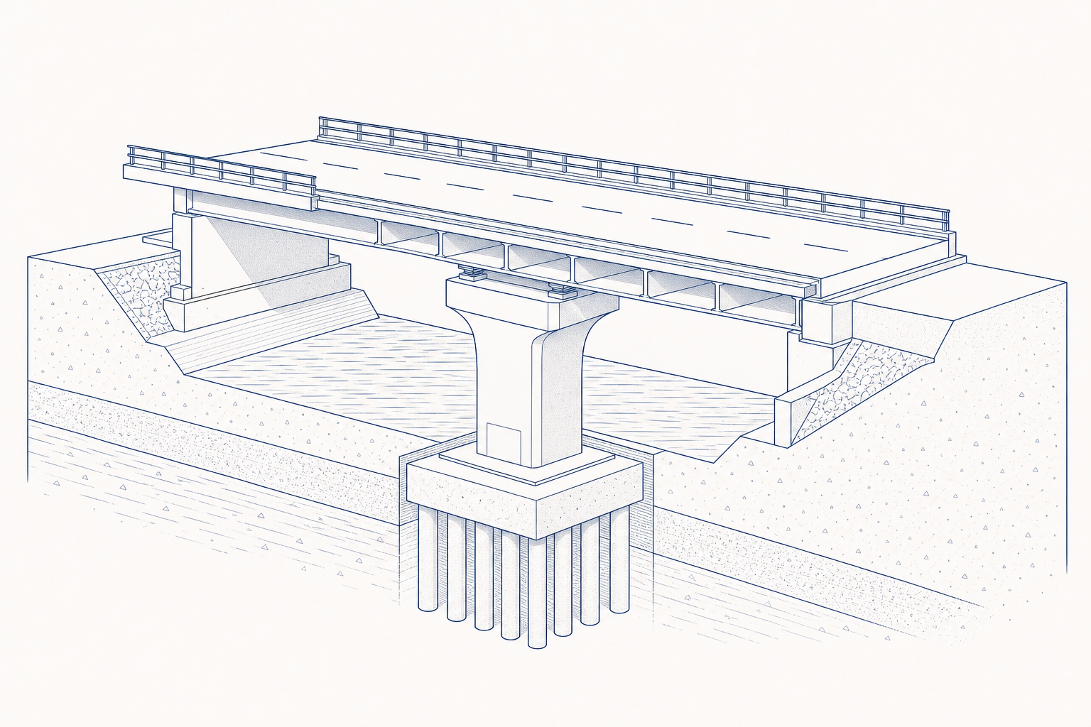 Conceptual bridge pier and deck section illustration
